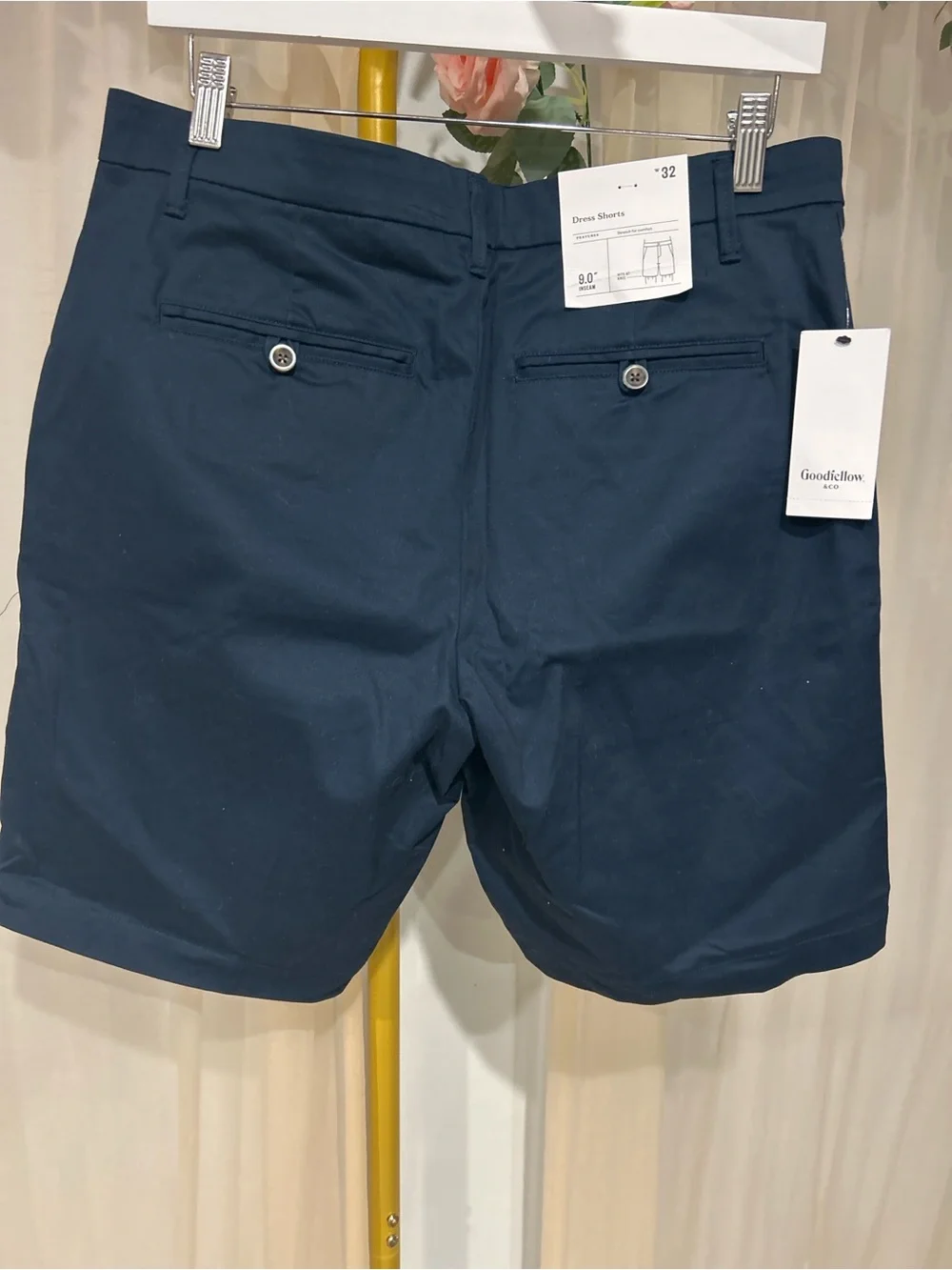 NWT Goodfellow & Co Navy Stretch Dress Shorts Men’s Size 32 Flat Front 9”